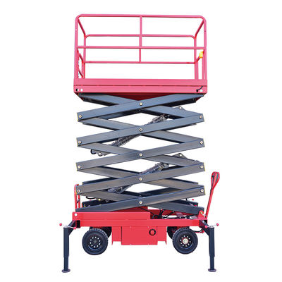 Beli Red Mobile Hydraulic Platform 12m Mobile Aerial Lift 500KG Kapasitas online manufacture