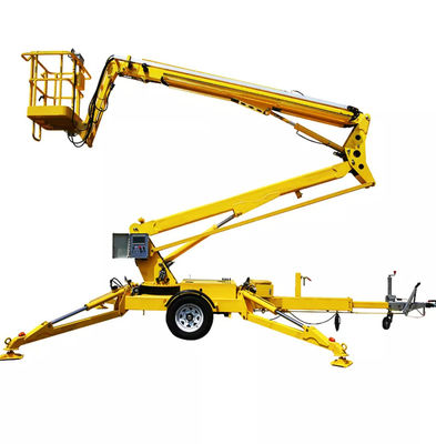 Beli Kuning 10m Tarik di Belakang Cherry Picker 200KG 30 ft Tarik Boom Lift online manufacture