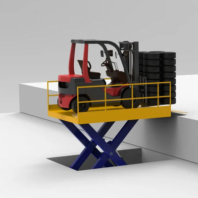 Stasioner Truk Hydraulic Dock Scissor Lift 5000KG Dengan Ramp Ekstensi
