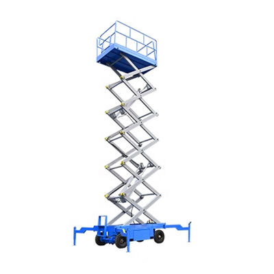 Beban 500kg Manual Berjalan Mobile Scissor Lift Platform Untuk Pekerjaan Udara