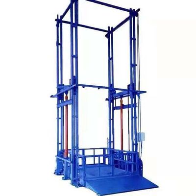 1 Ton - 50 Ton 4 Post Cargo Lift Freight Lift Hydraulic Dipasang di dinding