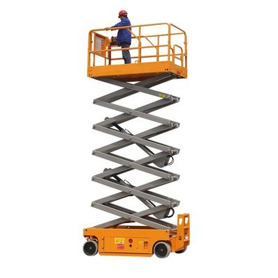 Kuning 450KG Portable Hydraulic Scissor Lift 8m Self-Propelled Aerial Lift