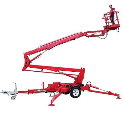 Beban 200kg Trailer Articulating Boom Lift 12m Trailer Dipasang Cherry Picker