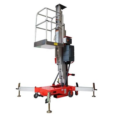 Lift platform udara hidraulik 9m 150kg Lift single mast untuk pameran pabrik