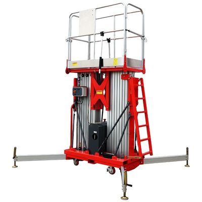 Platform kerja udara double mast Aluminium 8m Electric Vertical Mast Lift