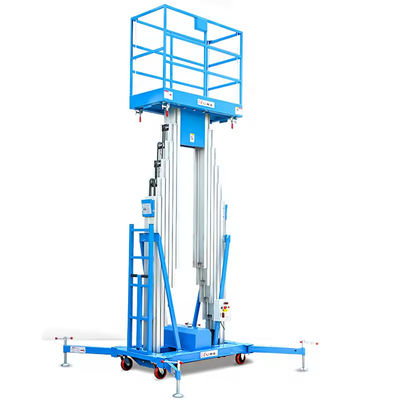 9m 250kg Electric Mast Boom Lift Blue Mast Vertikal Lift Ringan