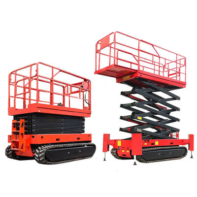 6 - 10M Hidrolik Wheel Crawler Scissor Lift Platform Pekerjaan Pengangkatan Seluler 450kg