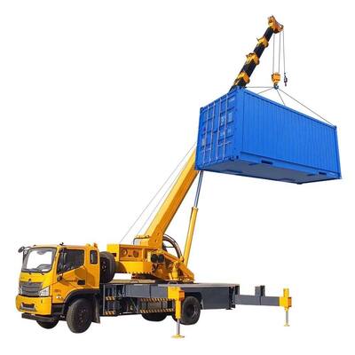 Telescopic Boom Hidrolik Listrik 6 Ton Truk Crane dipasang