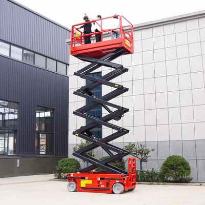 Lift gunting listrik yang dapat disesuaikan dengan kapasitas beban 450 kg dan ketinggian kerja 10 m