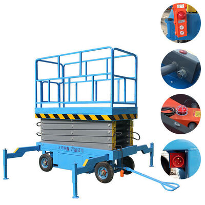 Platform Pengangkat Pekerjaan Dorong Manual Pengangkat Gunting Seluler Untuk Bahan Gudang