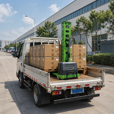 Pengangkat Pallet Portabel Stacker Listrik Pemuatan Mandiri 1000kg 1,6m