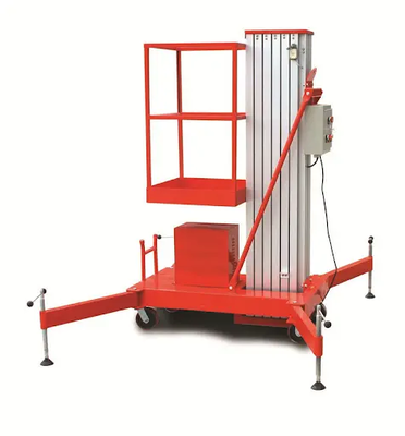 Platform Angkat Aluminium Alloy Tiang Tunggal 6 - 16m Pengangkat Platform Udara Bergerak