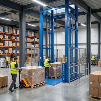 Platform Lift Barang Hidraulik Listrik Vertikal Pengangkat Kargo