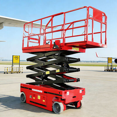 Lift Gunting Kapasitas 10m 320kg Self Propelled Platform Pengangkat Hidraulik Listrik